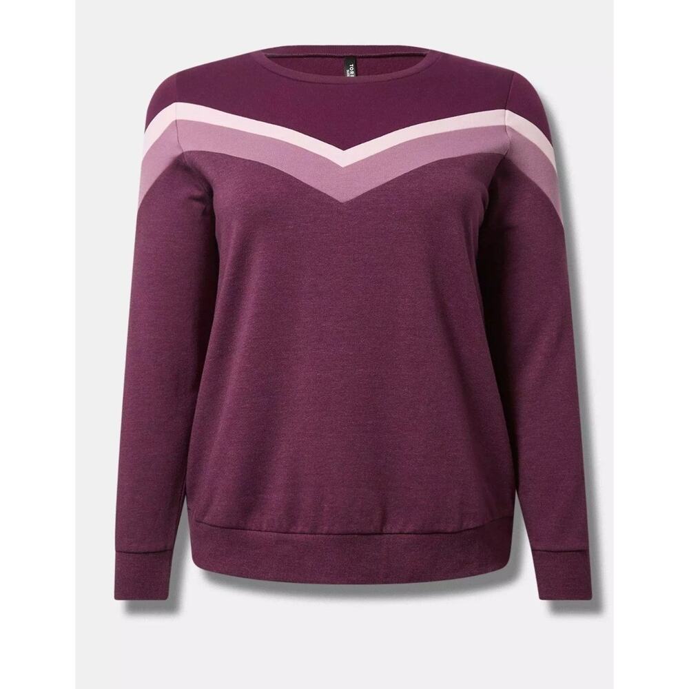 Torrid Pullover Sweater Plus Size‎ 0X Purple Striped Crewneck Sleep